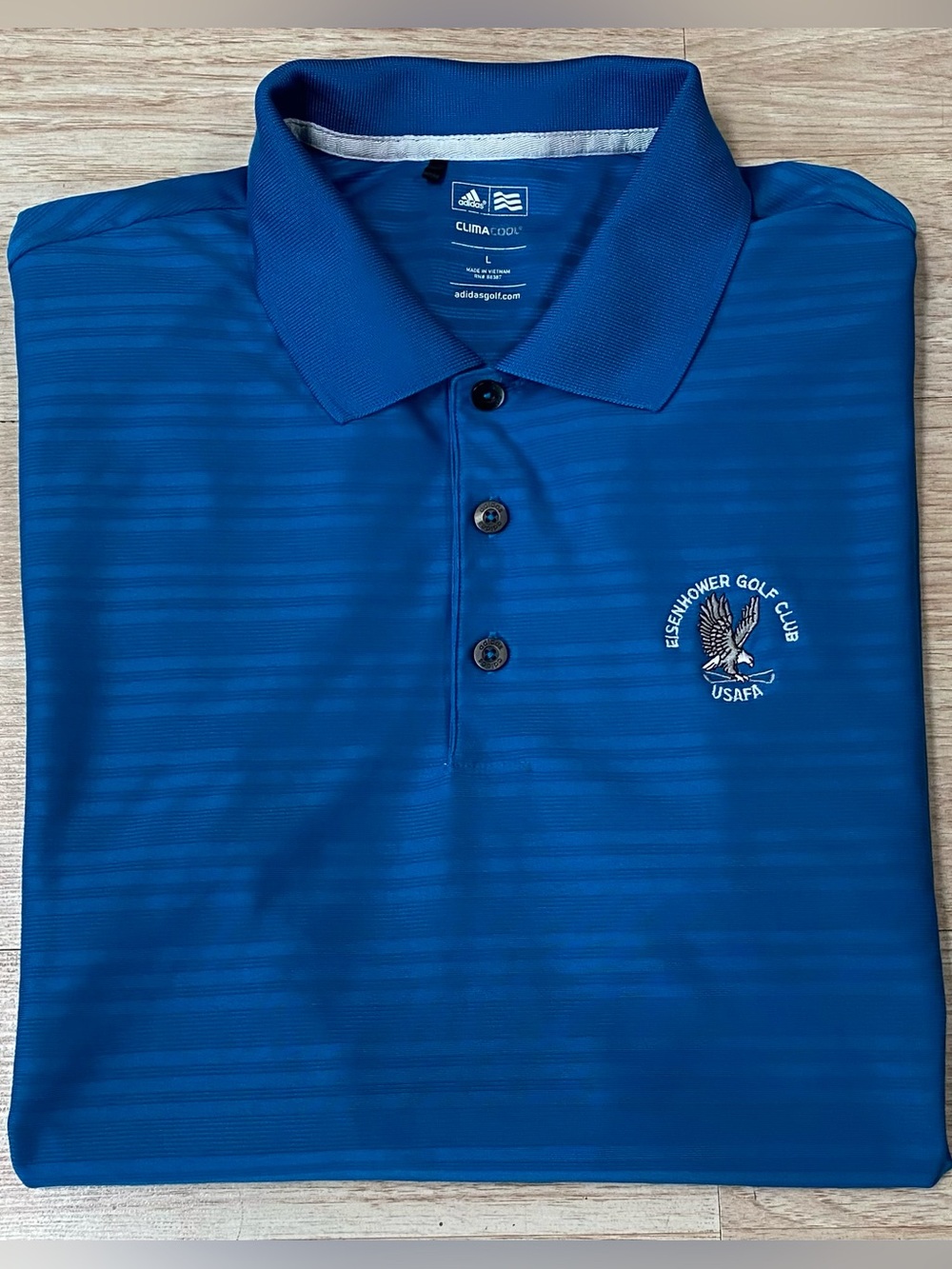 Adidas Air Force Falcons Polo Men L Blue Eisenhower Golf Club Short Sleeve USAFA